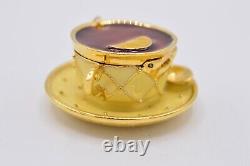 Estee Lauder Tea Cup EMPTY Compact Solid Perfume Gold Prototype 1998