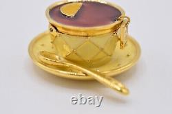 Estee Lauder Tea Cup EMPTY Compact Solid Perfume Gold Prototype 1998