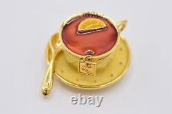 Estee Lauder Tea Cup EMPTY Compact Solid Perfume Gold Prototype 1998