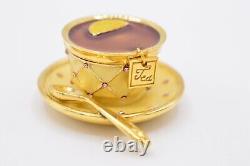 Estee Lauder Tea Cup EMPTY Compact Solid Perfume Rhinestone Crystal Pink 1998