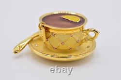 Estee Lauder Tea Cup EMPTY Compact Solid Perfume Rhinestone Crystal Pink 1998