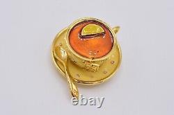 Estee Lauder Tea Cup EMPTY Compact Solid Perfume Rhinestone Crystal Pink 1998