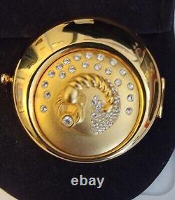 Estee Lauder Vintage 2 Goldtone Zodiac SCORPIO Crystal Powder Compact RARE
