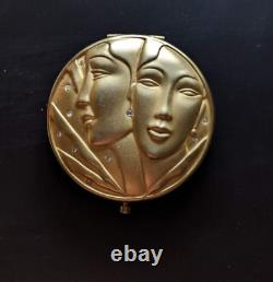 Estee Lauder Vintage Golden Gemini Compact Refillable Pressed Powder Rhinestones
