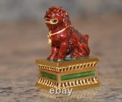 Jay Strongwater Estee Lauder Asian Chinoiserie Foo Dog Crystal Compact Figurine