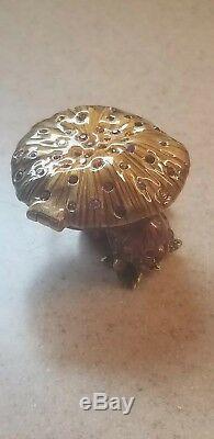 Jay Strongwater Estee Lauder Perfume Compact Mushroom Snail Figurine Enamel Box