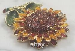Jay Strongwater Estee Lauder Radiant Sunflower Floral Crystal Enamel Compact