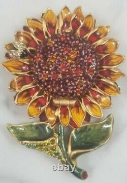 Jay Strongwater Estee Lauder Radiant Sunflower Flower Crystal Enamel Compact