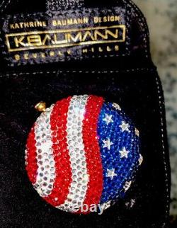 KATHRINE BAUMANN ESTEE LAUDER Swarovski Crystal American Flag POWDER COMPACT