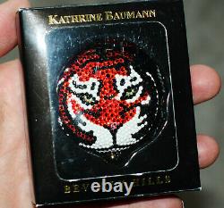 KATHRINE BAUMANN ESTEE LAUDER Swarovski Crystal Orange Tiger POWDER COMPACT