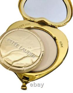 Lot 2 Estee Lauder Pressed Powder Compacts Gold Heart Love and Mood Changing