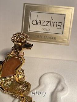 Miniature POODLE Perfume Compact-Dazzling Estee Lauder Gold Parfum-1999 in Box