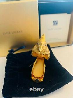 Mint In Box Estee Lauder 2010 Solid Perfume Compact Golden Bird Pleasures