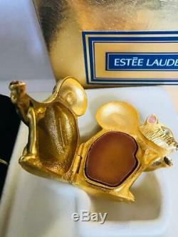 NIB FULL 1998 Estee Lauder KNOWING SQUIRREL Solid Perfume Compact ORIGINAL BOX