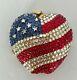 Nib Estee Lauder New York Spirit Apple Rhinestone Powder Mirror Compact Usa Flag