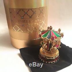 ORIGINAL Estee Lauder Beautiful Carousel Enamel Solid Compact BOX & Bag
