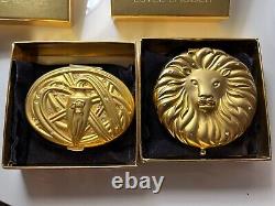 Pair Of New In Box Estee Lauder Golden Compact Lucidity Aquarius & Leo Gold