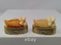 Pair of Vintage Estee Lauder Solid Perfume Compact Nesting Duck Cases