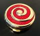 Red Swirls Estee Lauder Lucidity Powder Compact Blue Cabochon Full