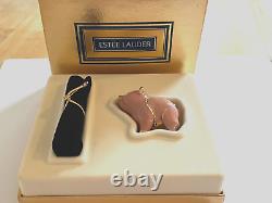 Rare Estee Lauder 1998 Standing Beautiful Pig Solid Perfume Compact Enamel Mib