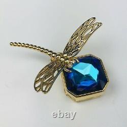Rare Estee Lauder 2003 White Linen Crystal Blue Dragonfly Solid Perfume Compact