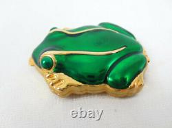 Rare Estee Lauder Green Enamel Leap Frog Compact Box Lucidity Pressed Powder