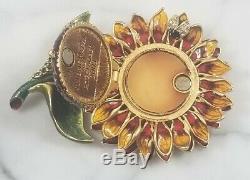Rare Jay Strongwater Estee Lauder Compact Radiant Sunflower Flower Enamel Objet