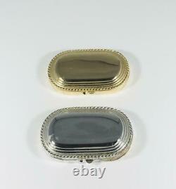 SET OF 1980s PROTOTYPES Estee Lauder GOLD & SILVER OVAL Solid Perfume Compacts