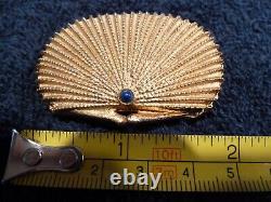Two Vintage Estee Lauder Compacts both in sea shell design Blue stone/inlay