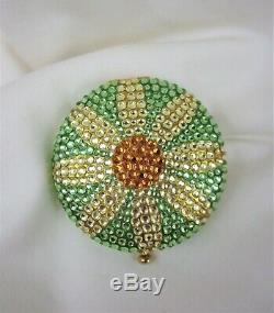 VINTAGE, Estee Lauder, PAVE CRYSTAL DAISY, Powder and Mirror COMPACT, WHIMSICAL