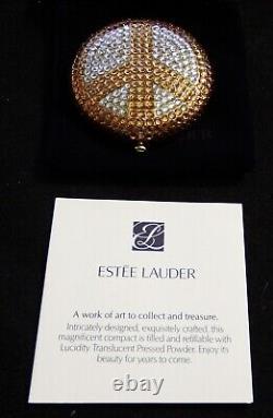 VTG Estee Lauder Powder Golden Compact Lucidity Peace Sign NEW