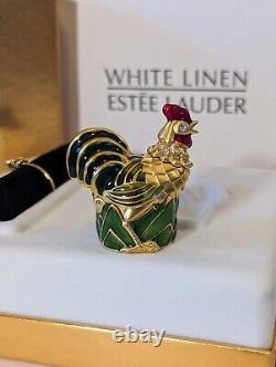 Vintage 2001 Estee Lauder White Linen Rooster Compact for Solid Perfume