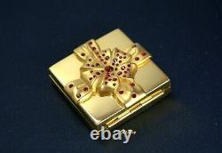 Vintage Estee Lauder Lucidity Powder Compact Red Swarovski Crystal Bow PRECIOUS