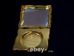 Vintage Estee Lauder Lucidity Powder Compact Swarovski Crystal Matte Gold Lotus