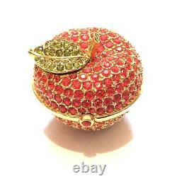 Vintage Estee Lauder White Linen Solid Perfume Compact Red Crystal Apple FULL