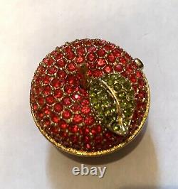 Vintage Estee Lauder White Linen Solid Perfume Compact Red Crystal Apple FULL