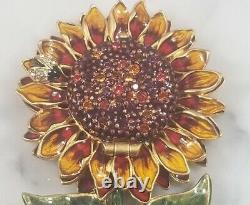 Vintage Jay Strongwater Estee Lauder Radiant Sunflower Flower Perfume Compact