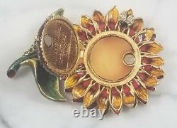 Vintage Jay Strongwater Estee Lauder Radiant Sunflower Flower Perfume Compact