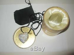 Vtg. Full Estee Lauder Sparkling Heart Necklace Pendant Solid Perfume Compact
