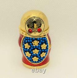 2008 Estee Lauder Beautiful Nesting Doll Solid Perfume Compact Withpouch