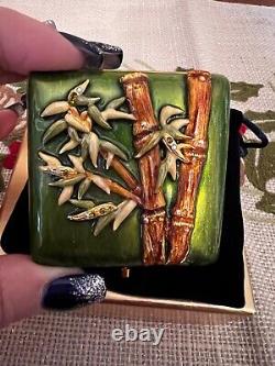 2009 Jay Strongwater Estee Lauder Poudrier compact en poudre de bambou enchanté avec bijoux NOUVEAU