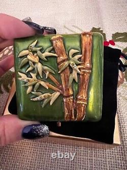 2009 Jay Strongwater Estee Lauder Poudrier compact en poudre de bambou enchanté avec bijoux NOUVEAU