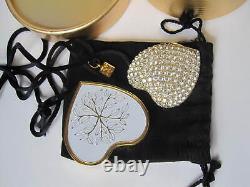 2 Lalique & Estee Lauder Pleasures Solide Perfume Coeur Collier Compact Vintage