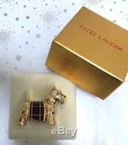 Collecteurs De Chien Estee Lauder Scottie Vtg Parfum Solid Compact In Orig Box Rare