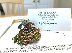 Estee Lauder 2003 Parfum Solide Compact Mibb Jeweled Egg Bird Nest Strongwater