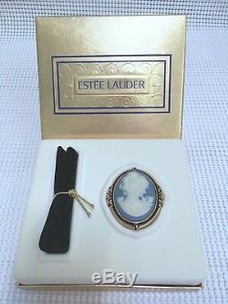 Estee Lauder Bleu Cameo Vintage Solide Parfum Compact Orig. Box Circa 1986