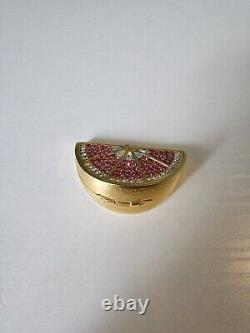 Estee Lauder COMPACT Solid Perfume Rhinestone Crystal Grapefruit Slice vide