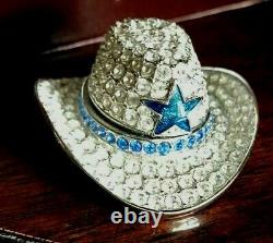 Estee Lauder Chapeau De Cowboy Compact En Argent Avec Étoile Bleue 1999
