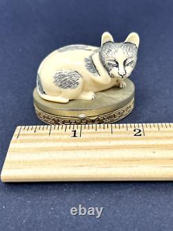 Estee Lauder Cinnabar Chat Solide Parfum Compact Contented Cat 1982