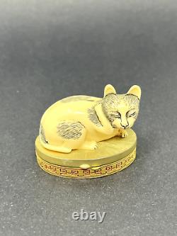 Estee Lauder Cinnabar Chat Solide Parfum Compact Contented Cat 1982